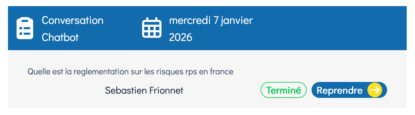 Conversation chatbot dans Mon historique